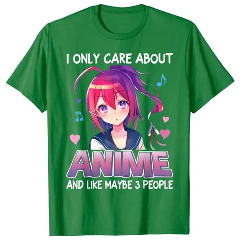 I Only Care about Anime Japanese Manga Otaku Gift Girls Teen T-Shirt Harajuku Tops Y2k Clothes Aesthetic Comics Women Clothing