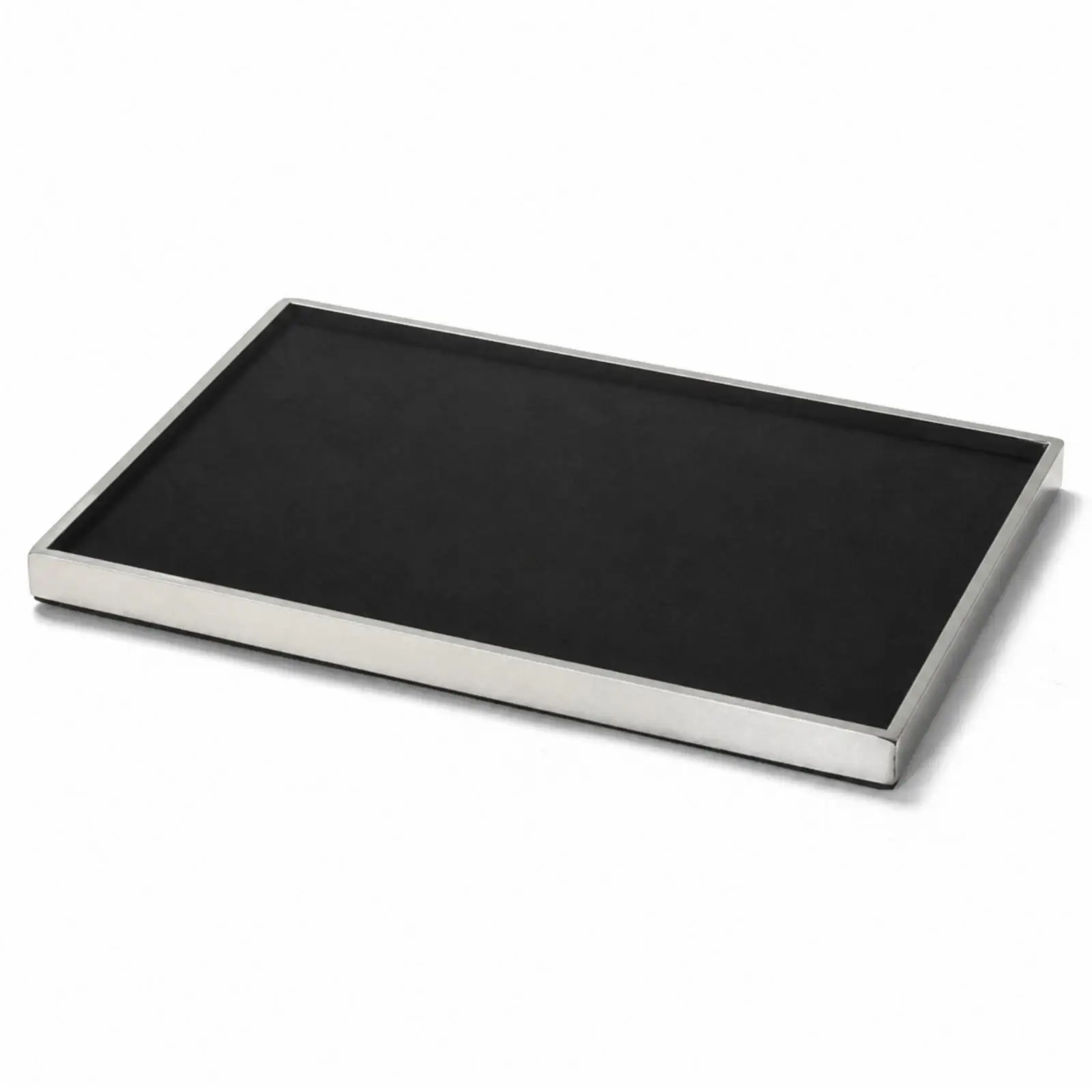 Jewelry Display Tray clothCovered Jewelry Tray with Metal Frame Band Holder Rectangular Easy Access for Jewelers