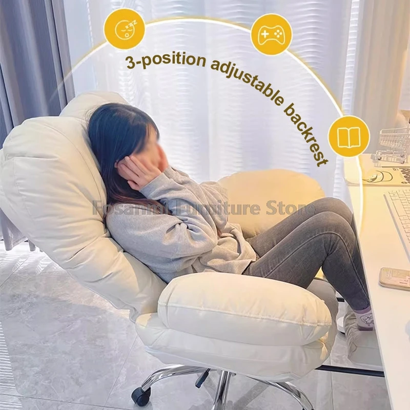 Duże miękkie krzesło biurowe Domowa sofa komputerowa do gier Krzesło z podwójnym grubym podłokietnikiem Gamer Wygodne krzesła obrotowe na biurko