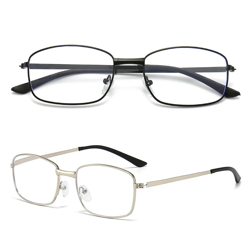 Herren-Lesebrille +1,0 +1,5+2,0+2,5+3,0+3,5+4,0 Anti-Blau-Presbyopie-Brille, schwarzer Metallrahmen, Korrektionsbrille