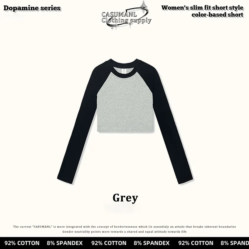 CASUMANL-T-shirt à Manches sulfet Col Rond pour Femme, Vêtement Court et Décontracté, de Marque, avec décennie age de Documents