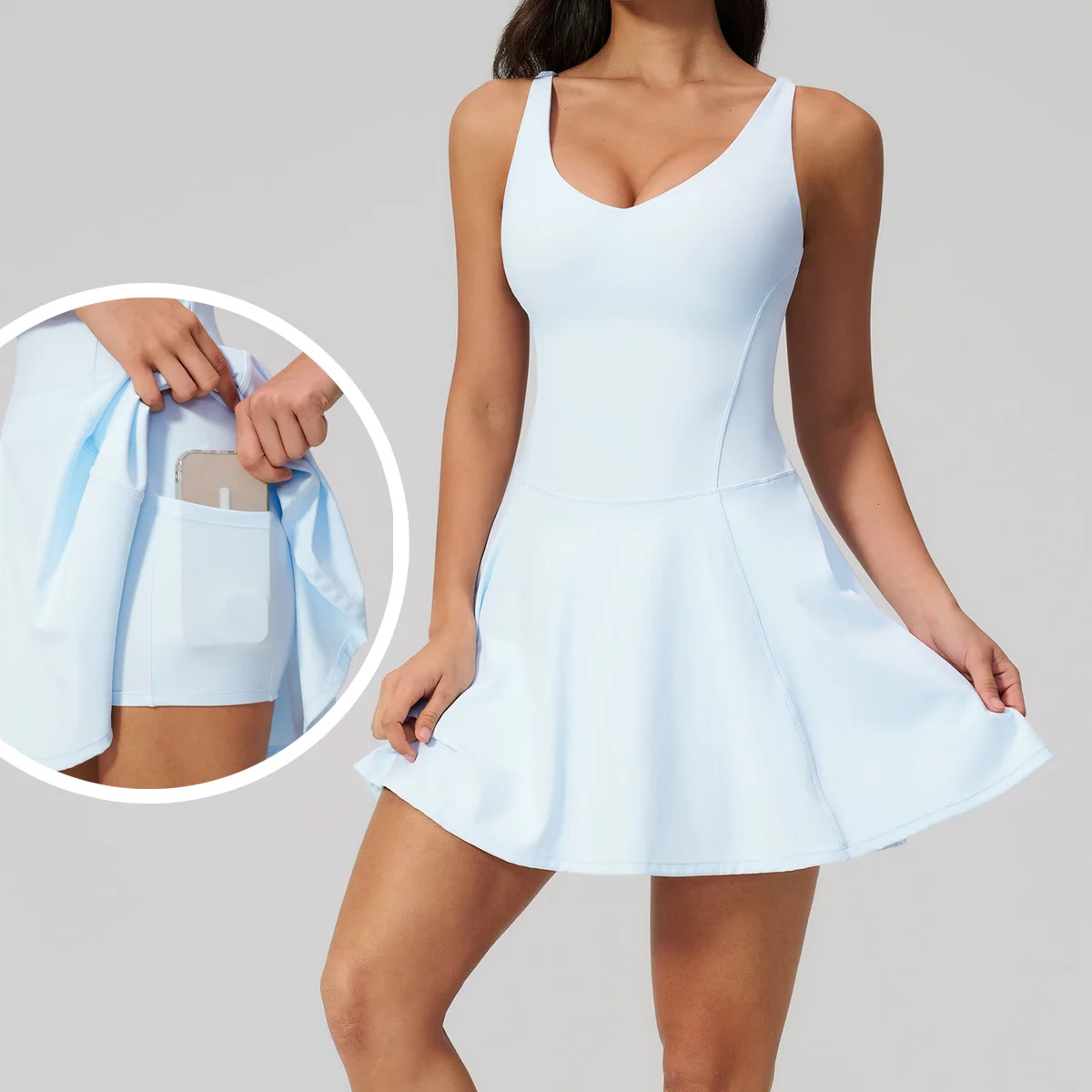 Women Tennis Dress Workout with Pad Sports Pickleball Clothing Breathable Outdoor Golf Skirt Suit Tight Fitting Sports Skirt
