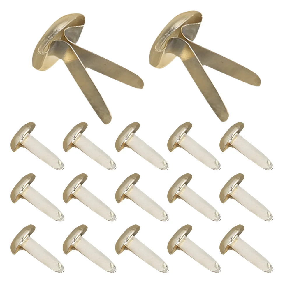 200pcs Electroplated Paper Fasteners Anti-Rust Brads Storage Box For Crafts Scrapbooking Fastener Diy Gold Round