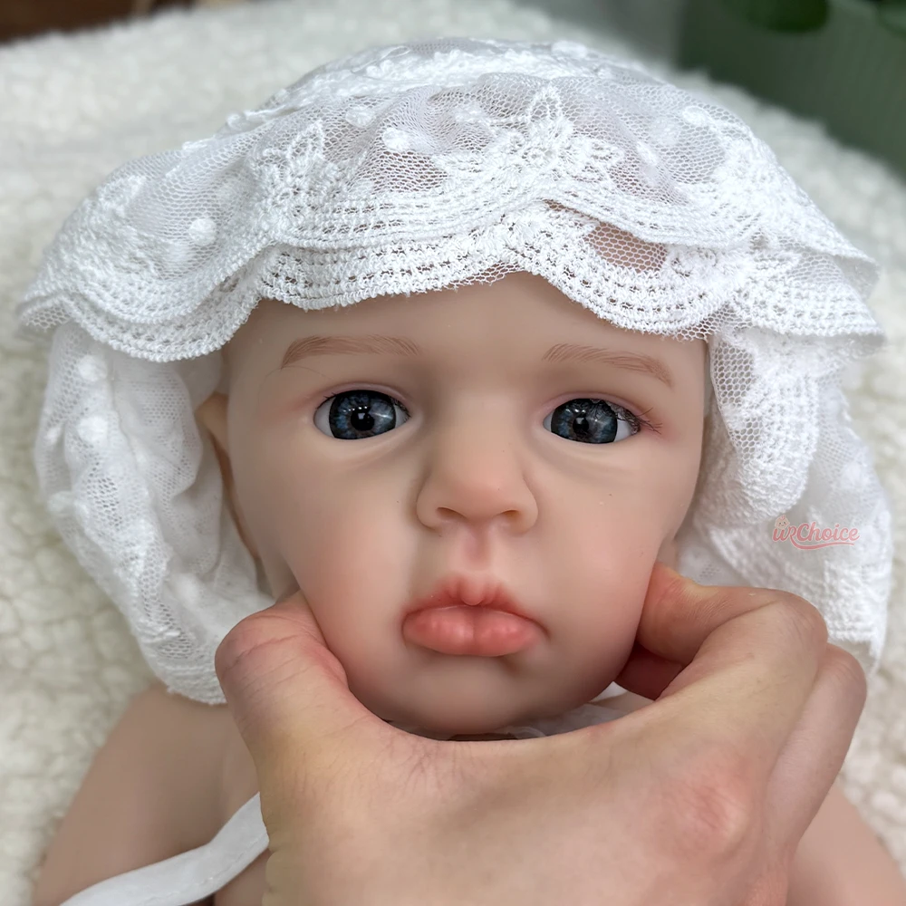 18인치 실리콘 신생아 인형, 별빛 눈을 가진 사실적인 아기 소녀, 어린이 선물용 실물과 같은 리본 유아 인형