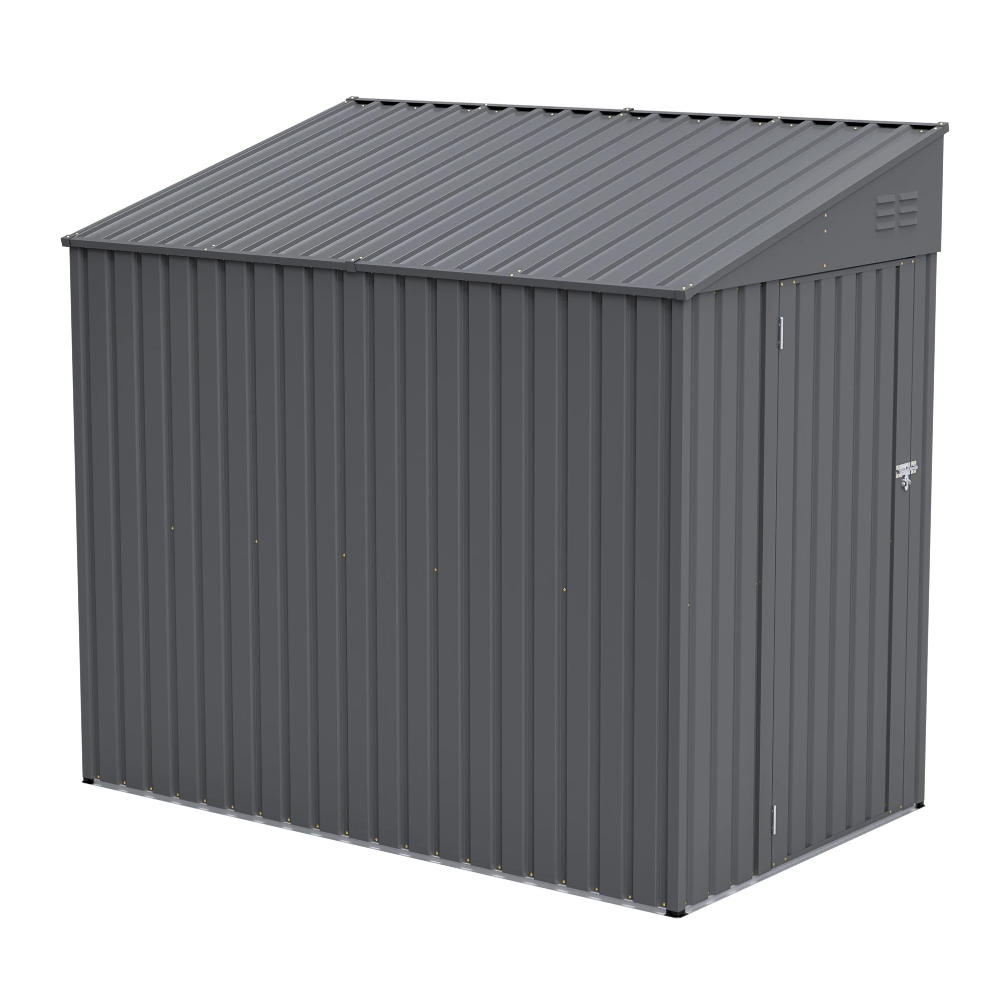 

4x7FT Grey Metal Outdoor Storage Shed, Lockable Waterproof Steel Garden Tool & Equipment Building