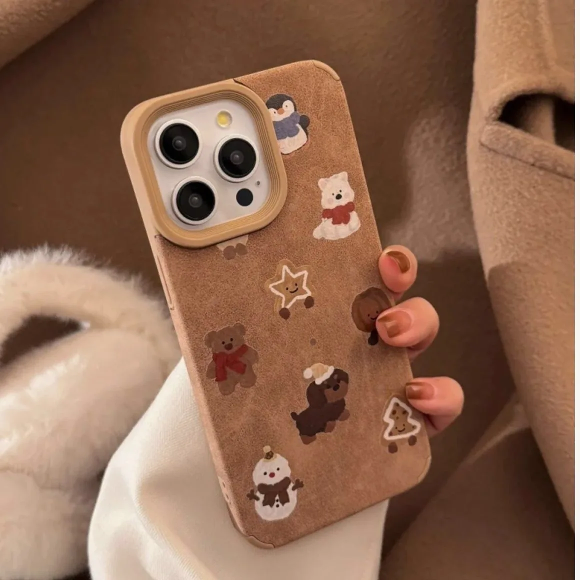 SEIRASSIM cute cartoon bear dog animal phone case for iphone 16 pro max 15 plus 14 13 11 12 back cover for iphone xr xs x bumper