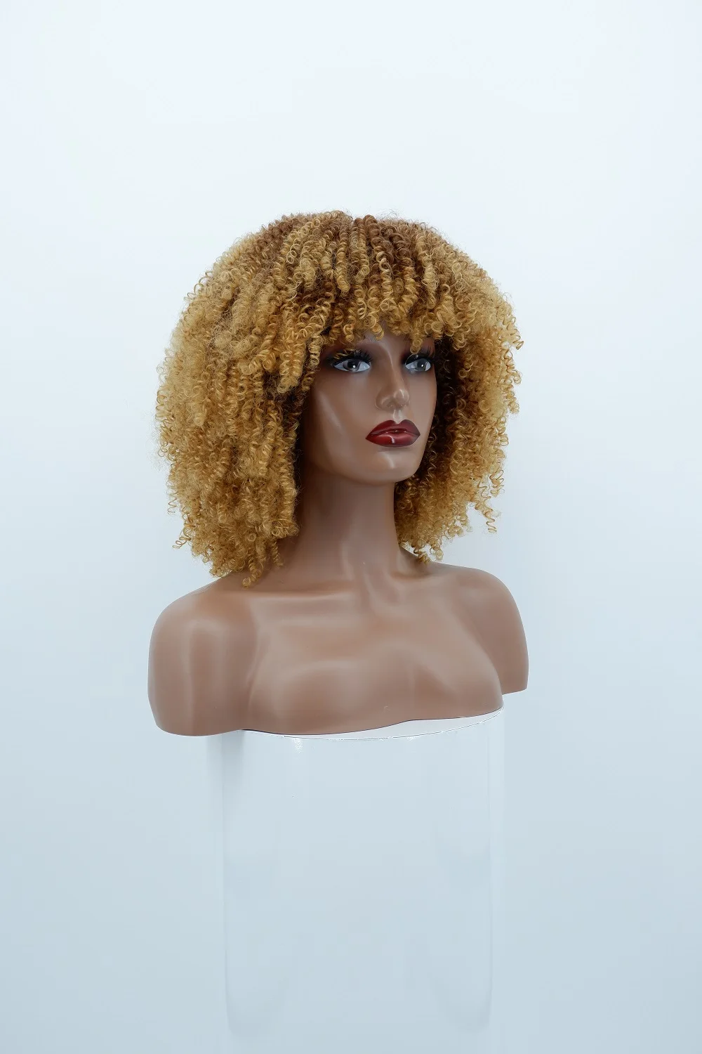 Hz cabelo curto afro kinky encaracolado peruca para preto feminino cosplay loira perucas naturais sintéticas africano sem cola resistente ao calor