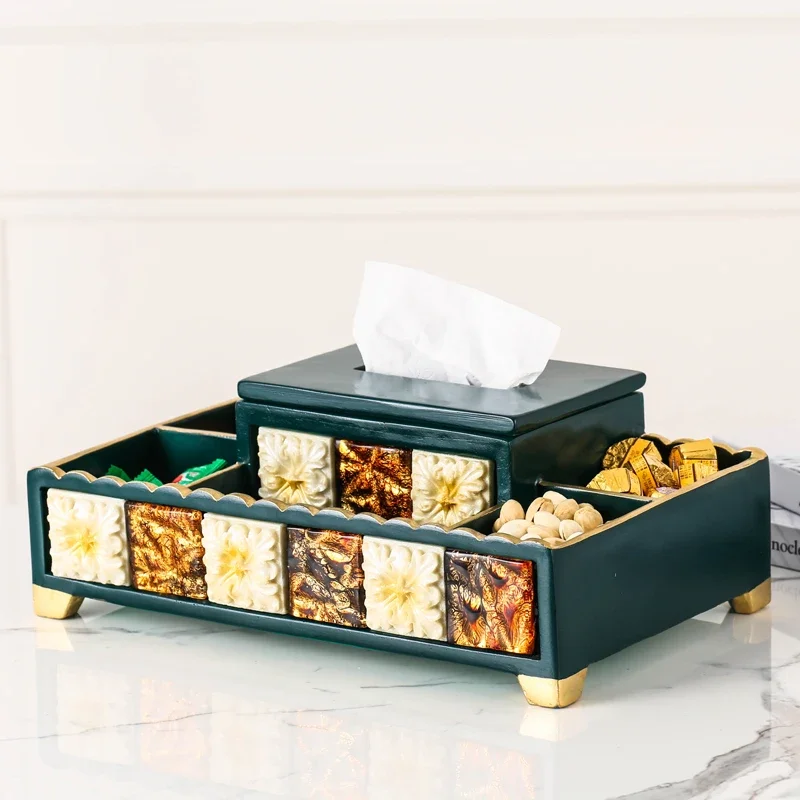 Light Luxury Living Room Multi-Functional Tissue Box High-End Luxury American Creative Coffee Table Remote Storage