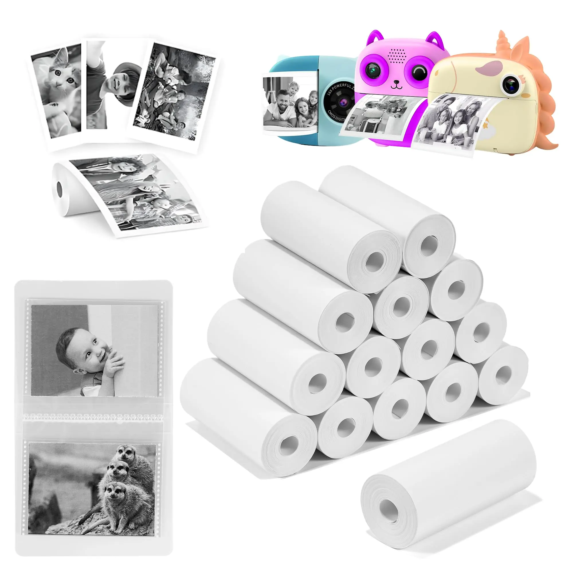 Mini Instant Camera Print Refill Paper, 57 Photo Printer HD Printing Thermal Print Paper Rolls Fit for Most Camera Instant Print