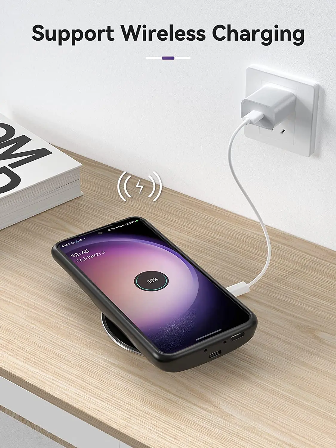 حافظة بطارية لهاتف جالاكسي S23 بلس، غطاء بنك الطاقة للشحن اللاسلكي، حافظة شاحن قوية محمولة قابلة لإعادة الشحن، 10000 مللي أمبير في الساعة #3