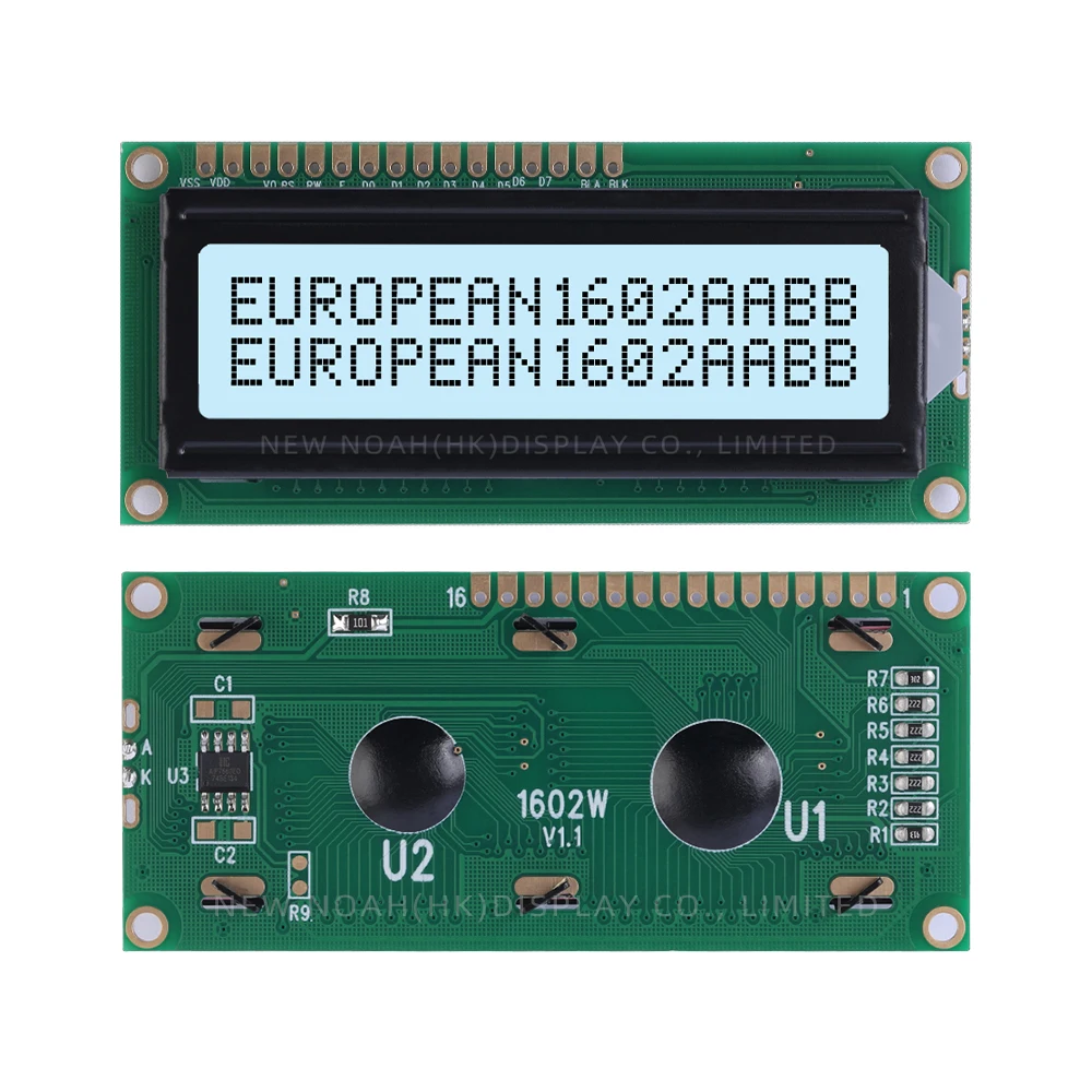 European Grey Film Black Letters 1602W 3.3V Liquid Crystal Display 2*16 LCD STN High Frame 12MM 16PIN Graphic Dot Matrix Module