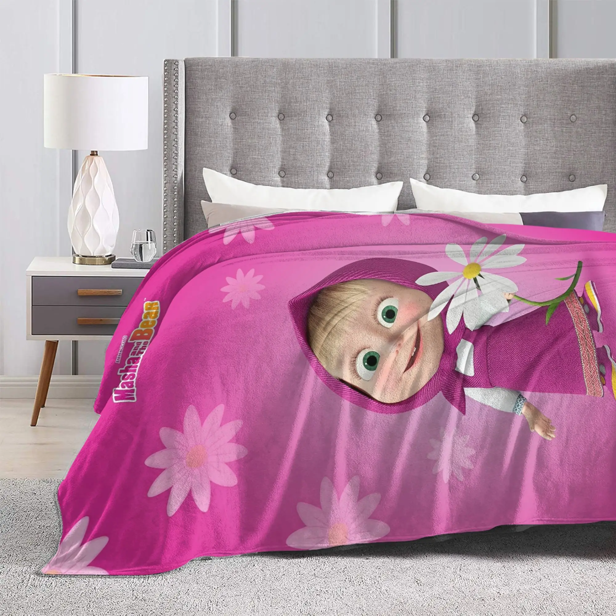 بطانيات ماشايس من الصوف كاواي بير للاسترخاء بطانية رمي فائقة النعومة لمفارش غرفة النوم