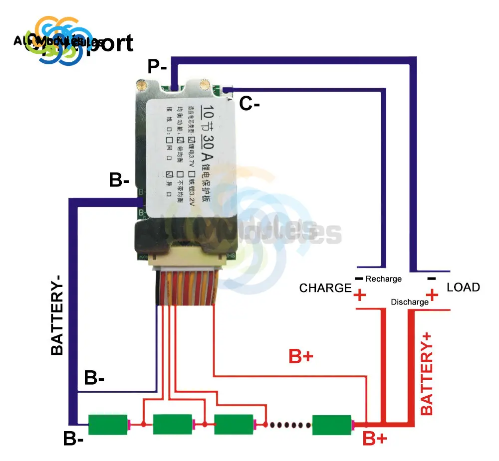 BMS 10S Lithium Battery Charge Board 36V 30A PCB 18650 Battery Balanced Protection Board Li-ion Cell Balancer for Electric Car