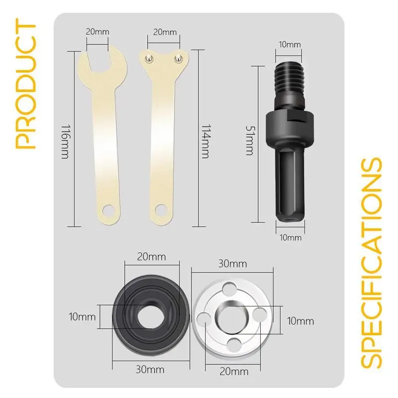 5PCS 10mm Electric Drill Conversion Angle Grinder Connecting Rod For Cutting Disc Polishing Wheel Metals Handle Holder Adapter