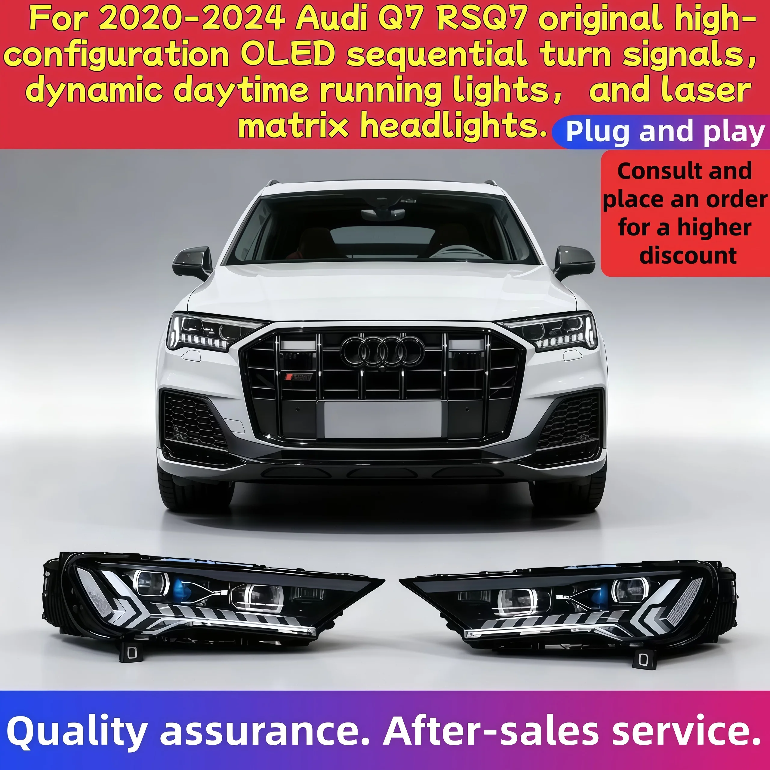 

Car headlights For 2020-2024 AudiQ7 RSQ7original High Configuration OLED adaptive daytime running light assembly Car Accessories