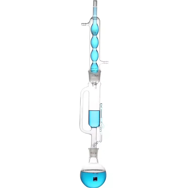 Glass spherical fat extractor snake-shaped Soxhlet extraction device filter tube extractor 60ml 150ml 250ml 500ml 1000ml