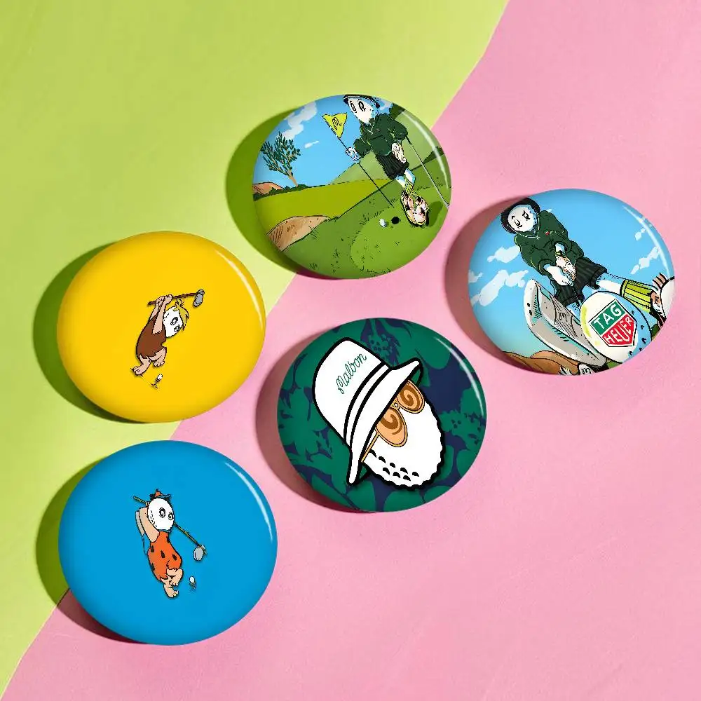 M-Malbon-Golf Stylish-Sport Creative Pins Funny Faces Round Snap-in Brooch Badge Backpack Hat Accessories Jewelry Gifts