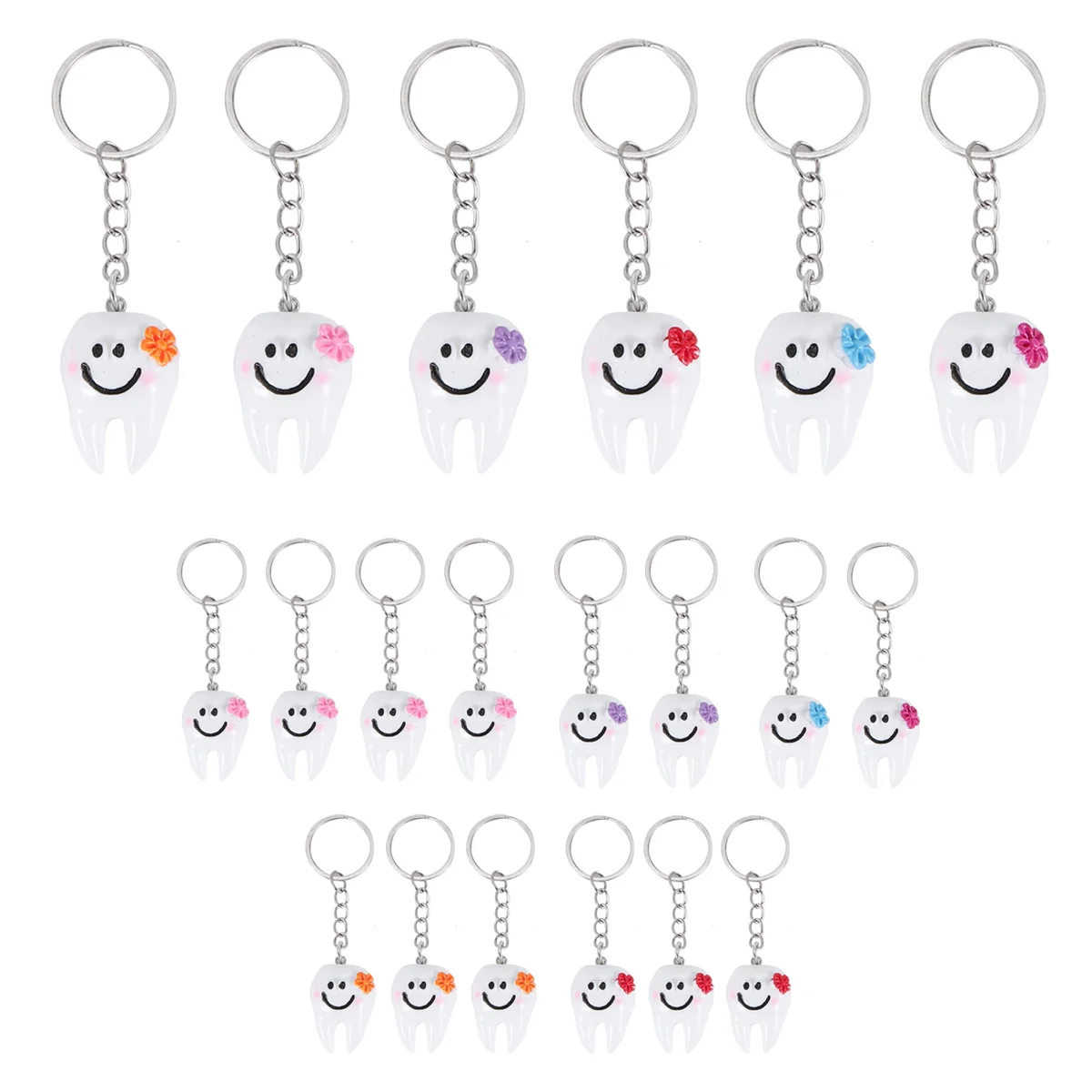 High-end 20 pcs Keychain Key Ring Hang Tooth Shape Cute Dental Gift