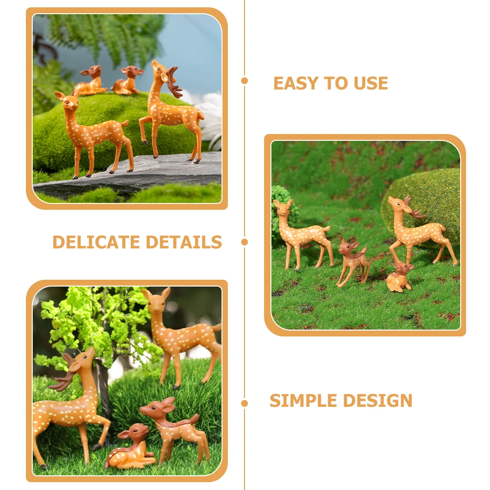 

12 Pcs Deer Statue Decorations Miniature Figurines Outdoor Ornaments Decors for Crafts Reindeer