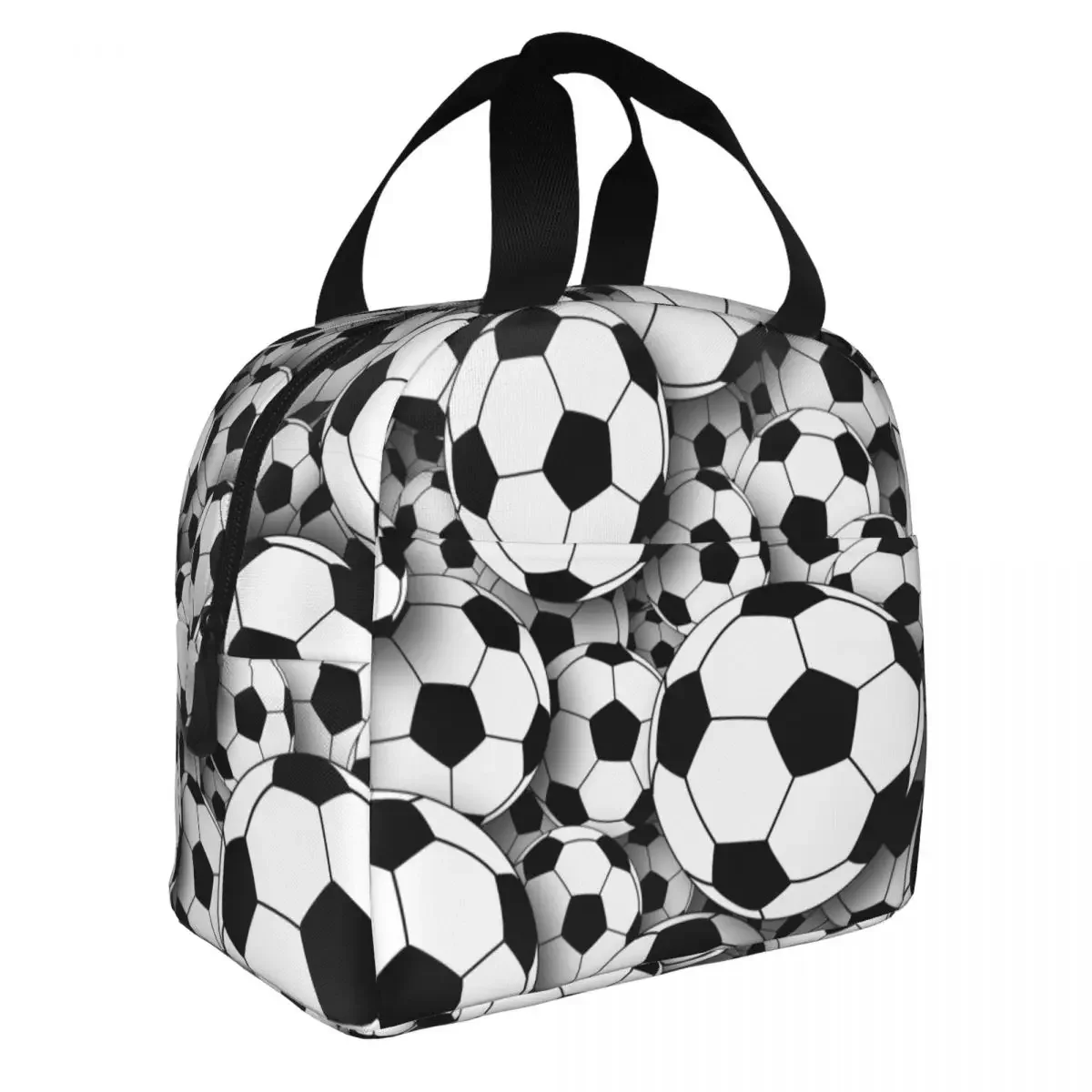 Football Insulated Lunch Bag High Capacity Soccer Balls Sports Reusable Thermal Bag Tote Lunch Box College Picnic Food Bag