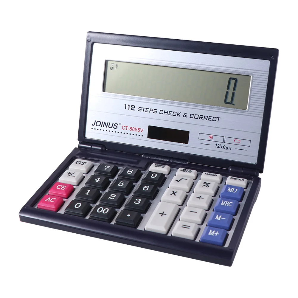 Foldable Folding Flip Calculator Portable 12 Digits Solar Calculator Multifunctional Large Screen Financial Office Calculator