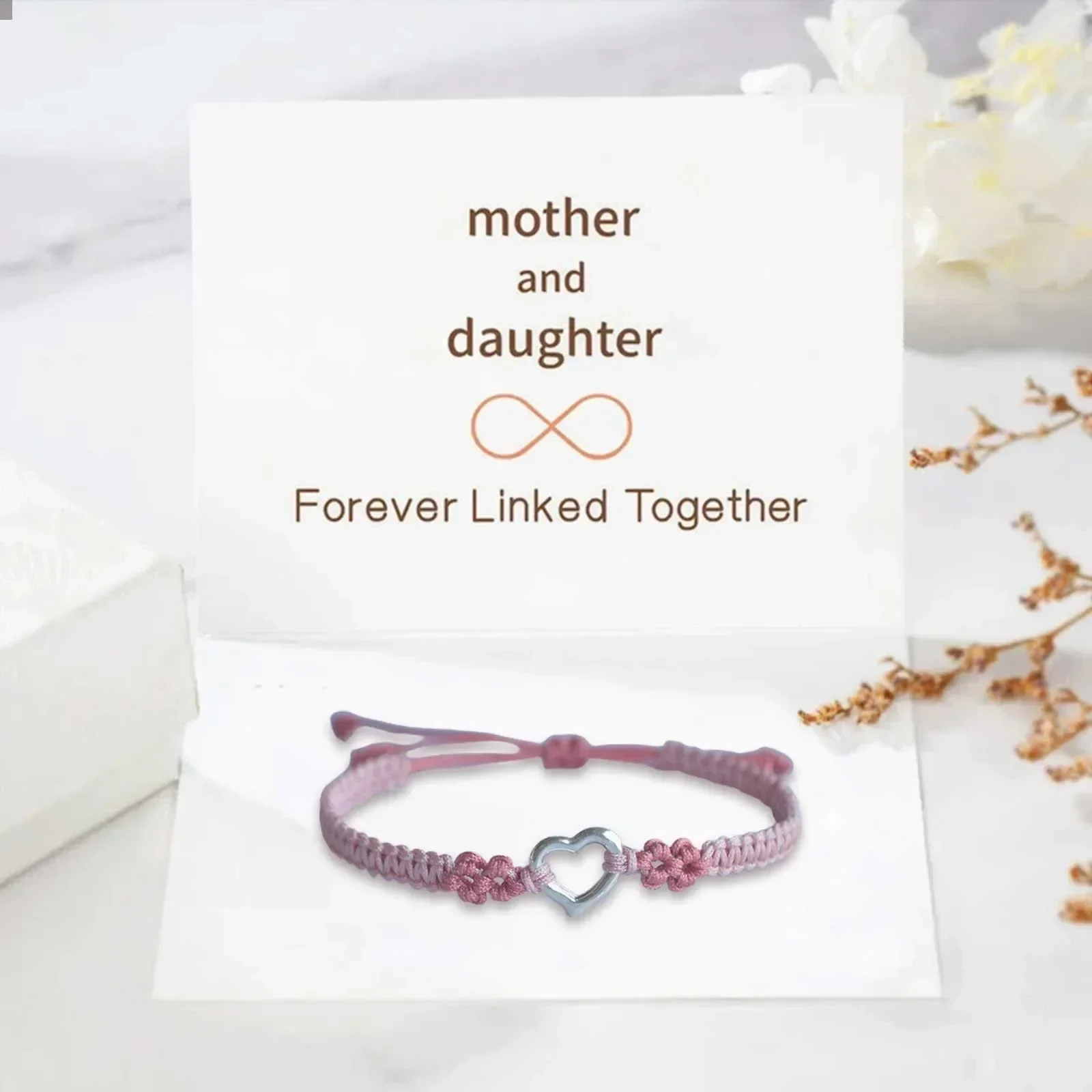 To My Daughter Forever Linked Together Bracelet With Card Natural Stone Bracelet Stainless Steel Rings for Women Size 11