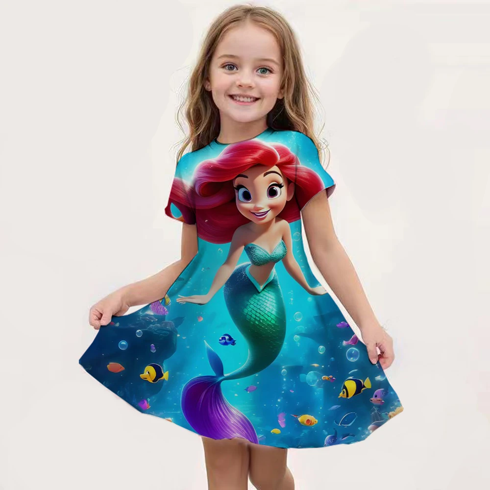 Party Baby Dresses for Children Clothing Mermaid Princess Dresses 2024 New Girls Clothes Summer Short Sleeve Kids Dress