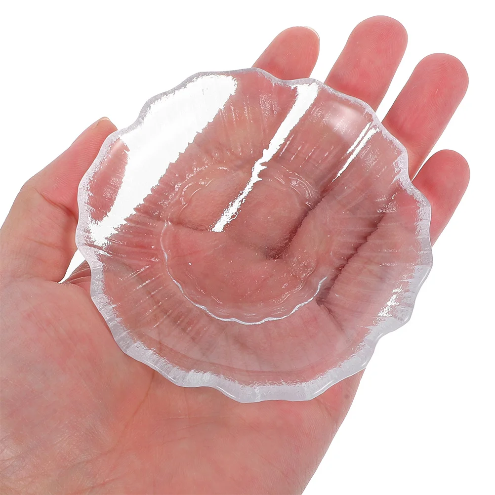 4Pcs Round Clear Glass Tea Saucer Small Dish Tea Bag Plate Snack Holder Coffee Cup Coaster Dessert Tray Small Glass Dish