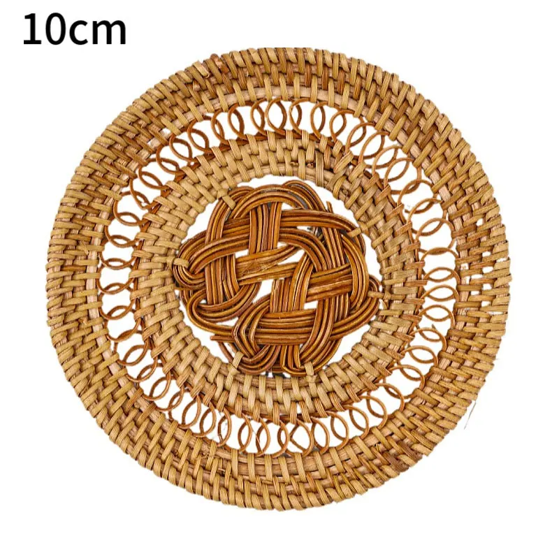 Handmade Rattan Coasters Heat Insulation and Anti-skidding Tea Cup Pad Reusable Slip Resistant Mug Coaster Drinkware Decor