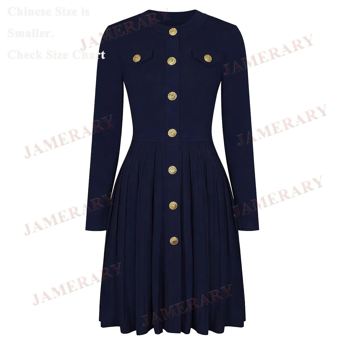 

Качественный брендовый весенне-осенний вязаный свитер, короткие платья, женские однобортные мини-платья с золотыми пуговицами и длинными рукавами, элегантные платья