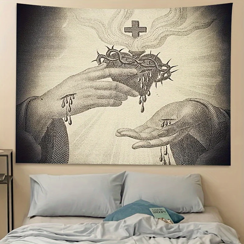 Spiritual Art Tapestry - Unique Religious Design for Home Decor - Adds Depth and Serenity and Peace to Any Room