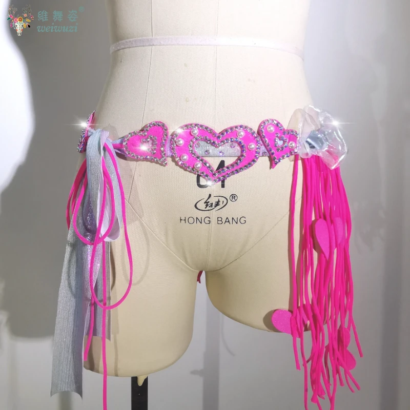 

Belly Dance Love Tassel Waist Chain Women's Jazz Street Dance Latin Practice Hip Scarf Adult Children Dance Practice Accessories