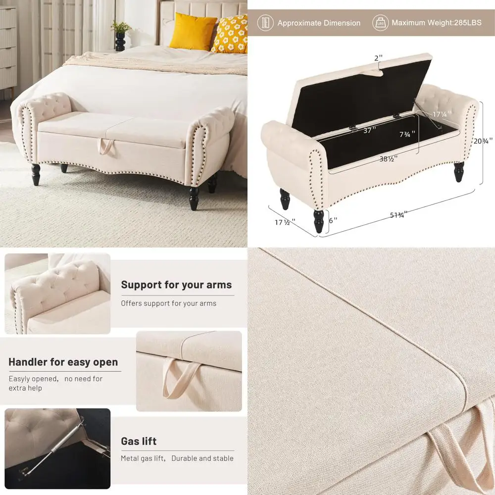 

Мягкая оттоманская скамья для хранения вещей для спальни — современная мебель для хранения обуви с ножками из массива дерева, скамейка на конце кровати для обуви St