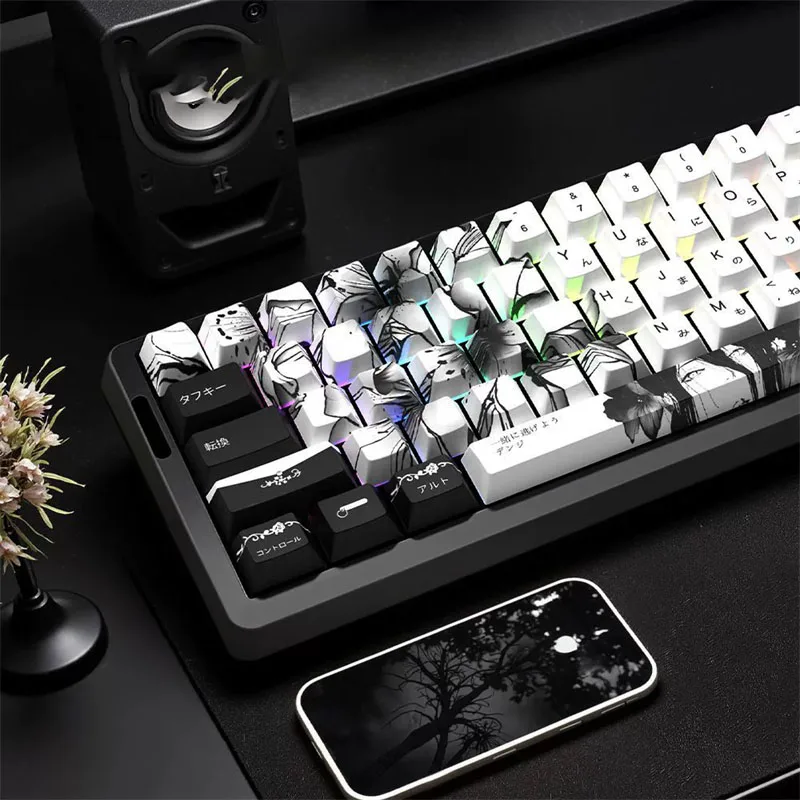 135 Key Cartoon Reze PBT Keycaps Gamer Mechanical Keyboard Cherry Profile Cute Anime Japanese Custom Keycap 61/68/108 Dye-Subbed
