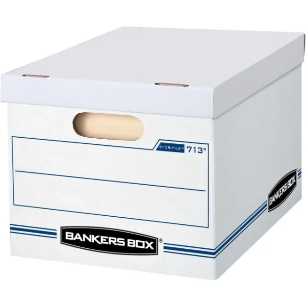 Bankers Box 30 Pack STOR/FILE Basic Duty File Storage Boxes, Standard Assembly, Lift-off Lid, Letter/Legal, White/Blue