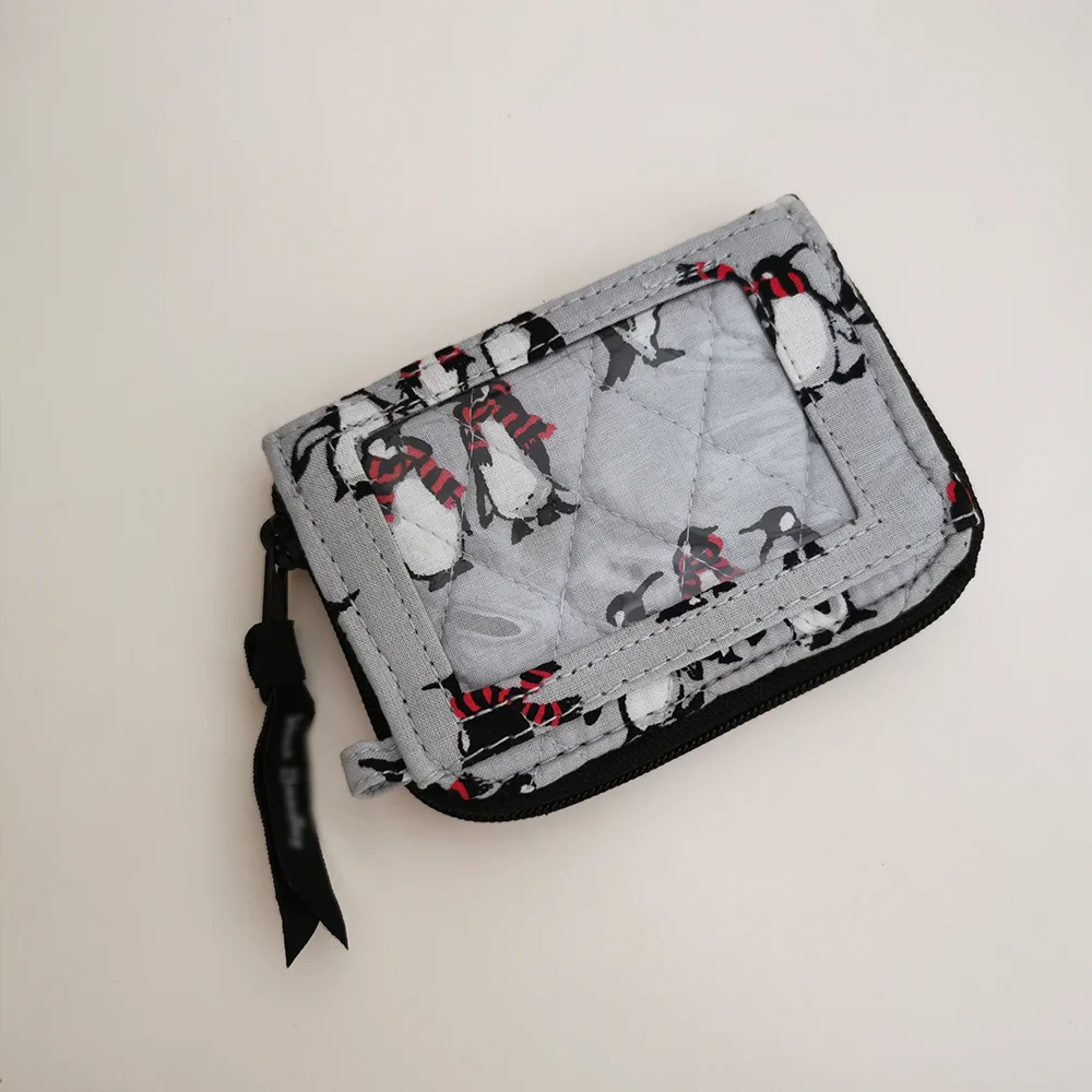 VB pure cotton printed card bag, zipper, ID card sleeve, work card, student card access, no change, wallet, coin bag