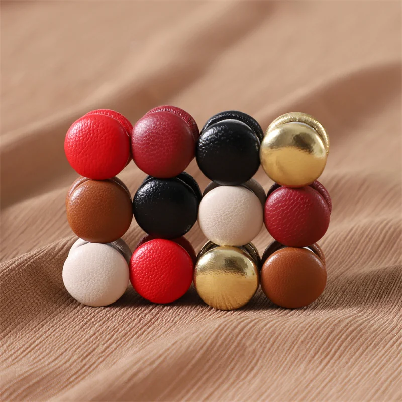 New Scarf round Monochrome Small Bowl Magnetic Snap Leather Ring Women's Scarf Buckle Shawl Dual-Use Collar Clip Cufflinks