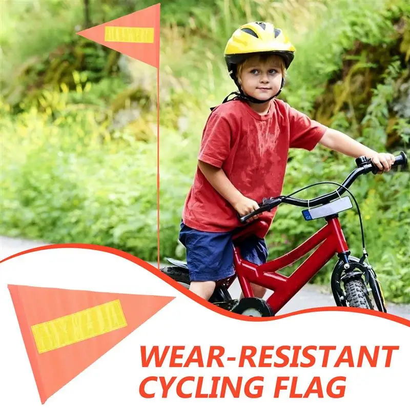 5 Pcs Red Flag Reflective Warning Triangle Flag Children Bicycles Flags Kids Bikes For Cycling Safety Outdoor Signs Supplies