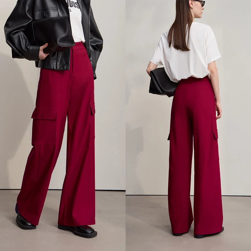 Amii Minimalism Women Pants 2025 Autumn New Casual Loonse Wide-leg Trousers Solid Color Versatile Knit Pants for Woman 12543186