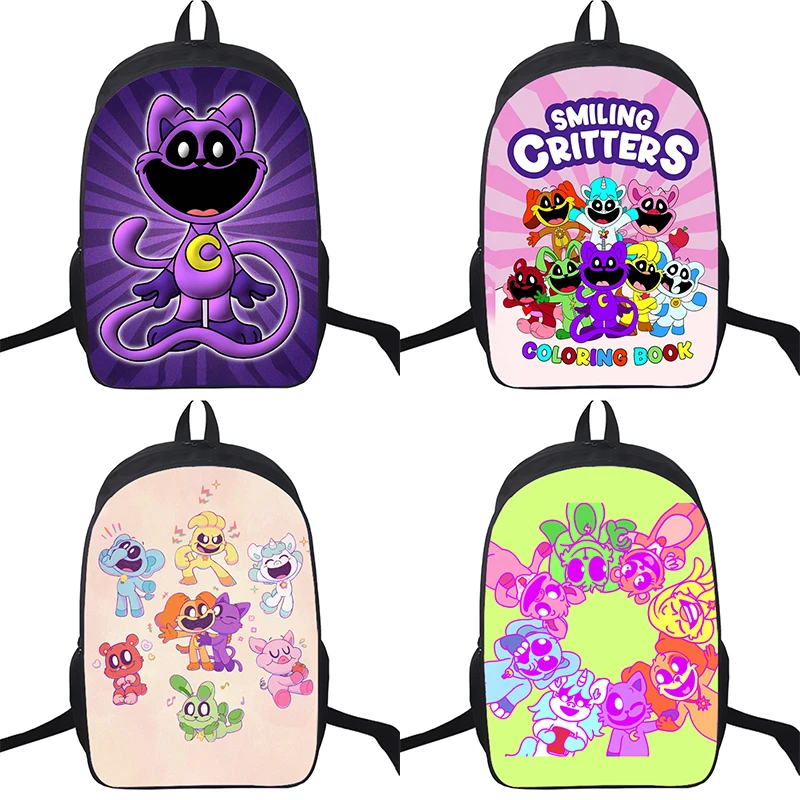 

Smiling Critter Kids Backpack for Students School Bags 16 Inch Catnap Dogday Boys Girls Teens Knapsack Travel Children Rucksack