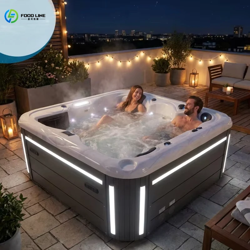 Outdoor Hot Tub Acrylic Massage Heated Smart Digital Control Energy Saving 4-7 Person Factory Courtyard