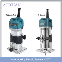 Wood Router Electric Trimmer Woodworking Milling Machine 33000RPM 6 Variable Speed Electric Hand Trimmer Wood Edge Router Tool