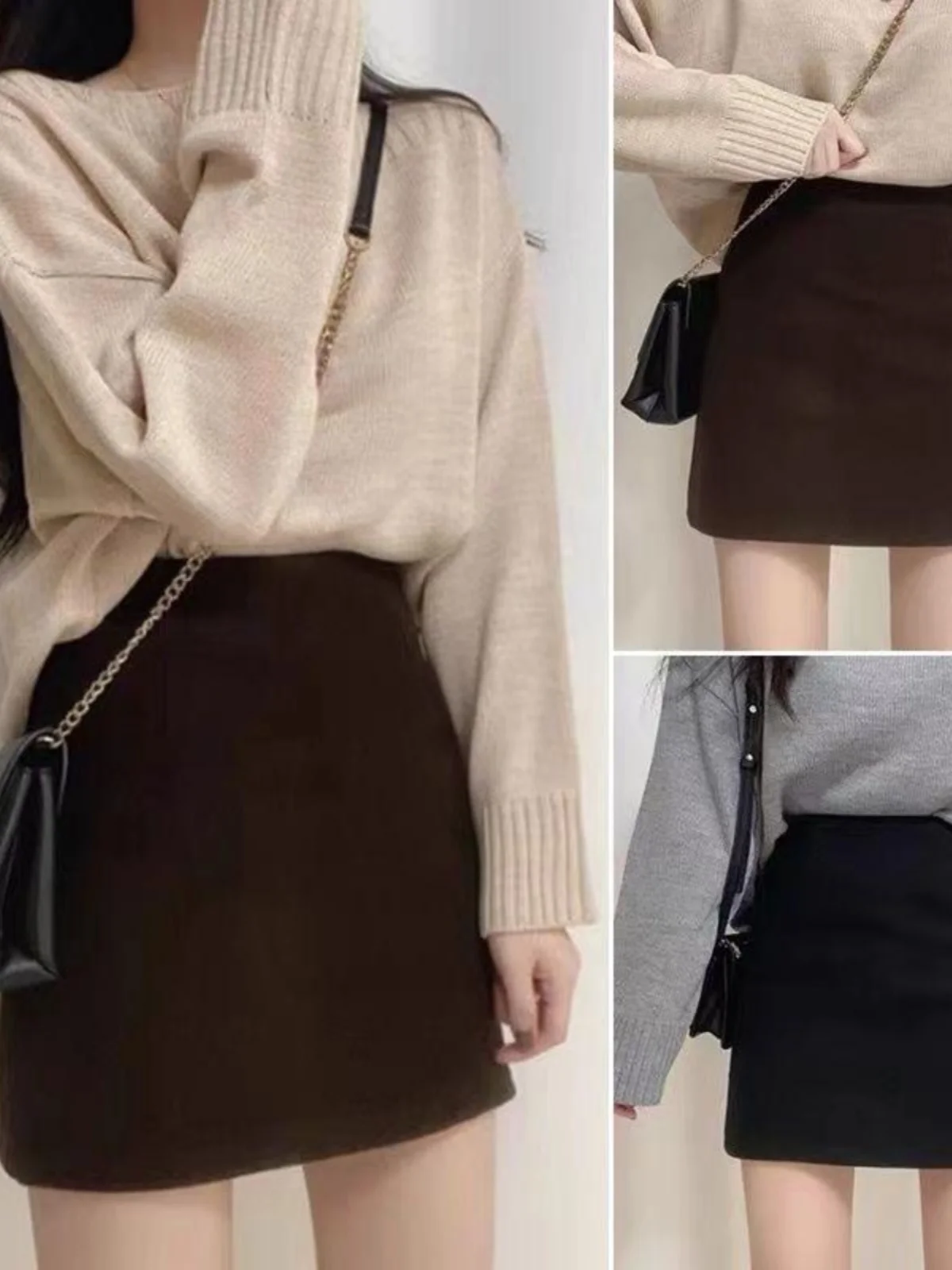 

Warm Woolen Skirt High Waist Women's Autumn Winter Faion plus Size Slim Fit ort Skirt Korean Sle Commute