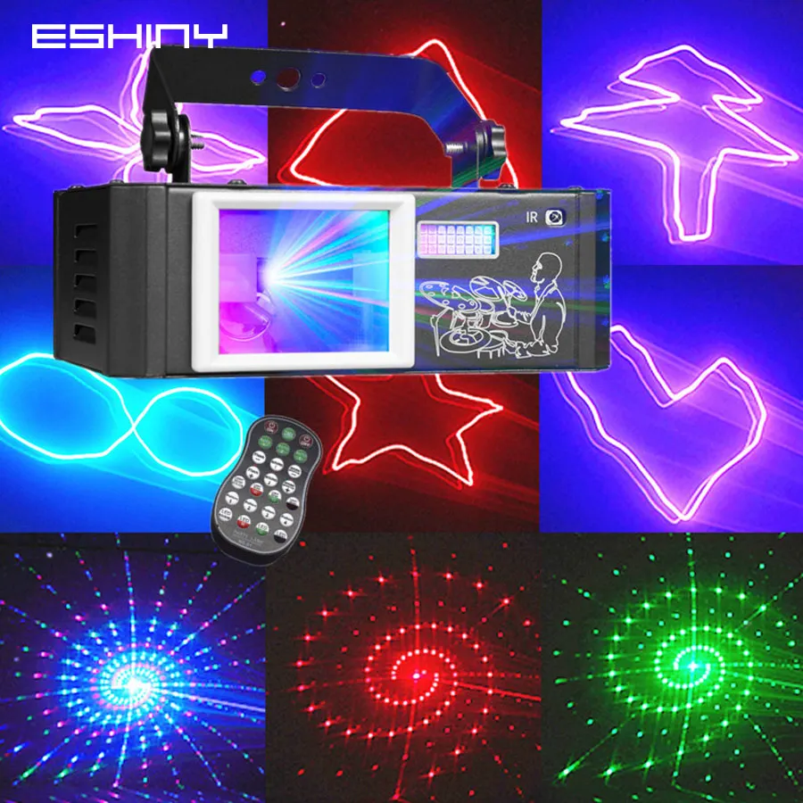 5IN1 RGB Laser 3D Patterns Projector DJ Party Light Disco Dance Birthday Effect LED Strobe Christmas Decoration Stage Lamp F21D4