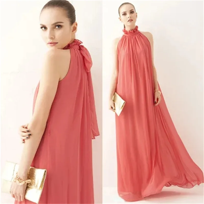 2026 New Women\'s Summer Dresses Slim Extra Long And Ankle Length Long Swing Chiffon Beach Dress Bohemian Dress Female Sundress