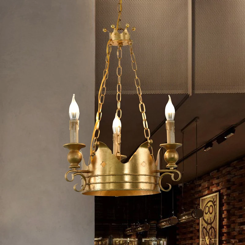 Vintage Gold Crown Chandelier 3/6/8 Lights In Dining Room Bedroom Living Room Antique French Pendant Lights Luxury Lamp