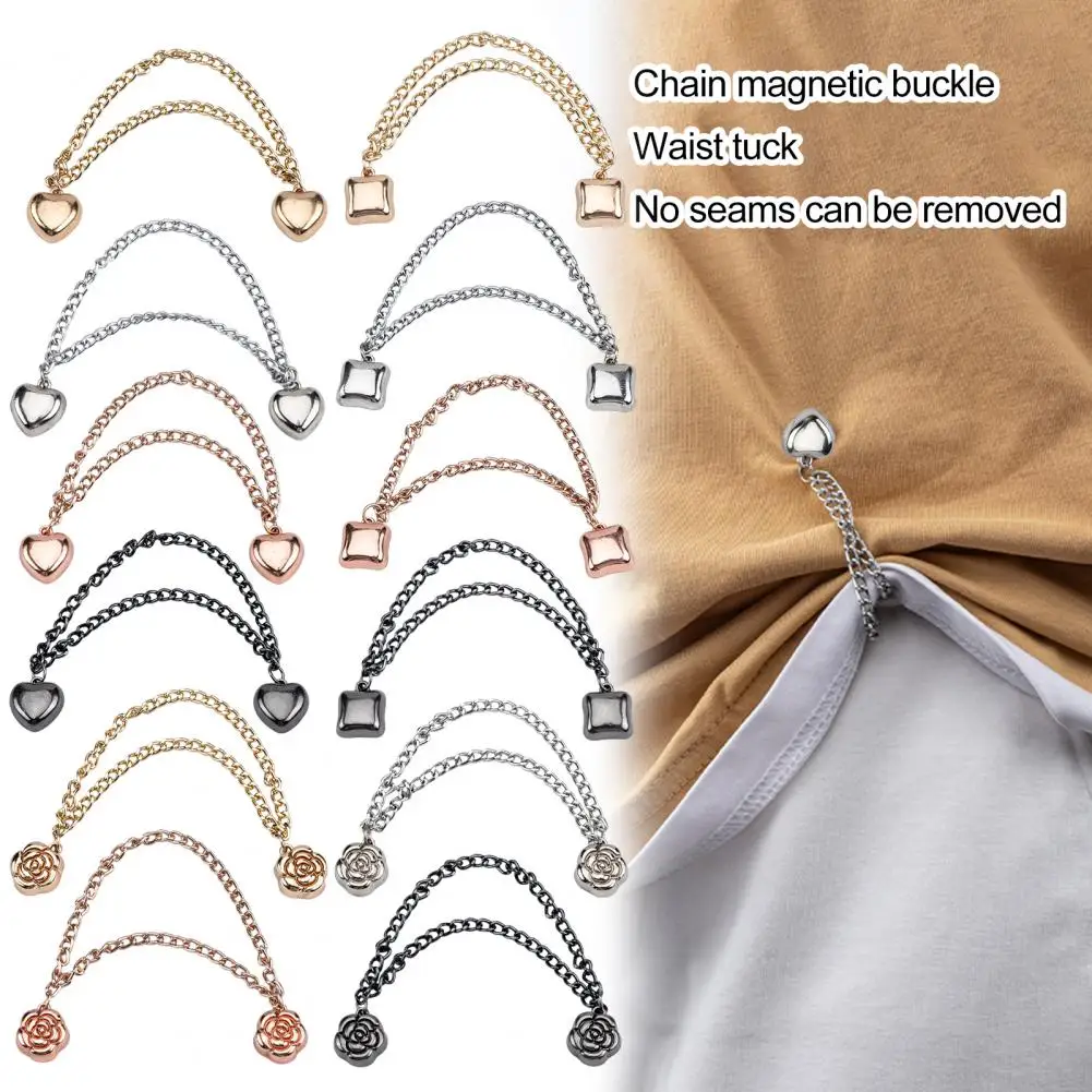 Magnetic Dress Clip Magnetic Clothing Clip With Chain For Shawls Scarves Trousers Multi-function Pinless Brooch Metal Buttons