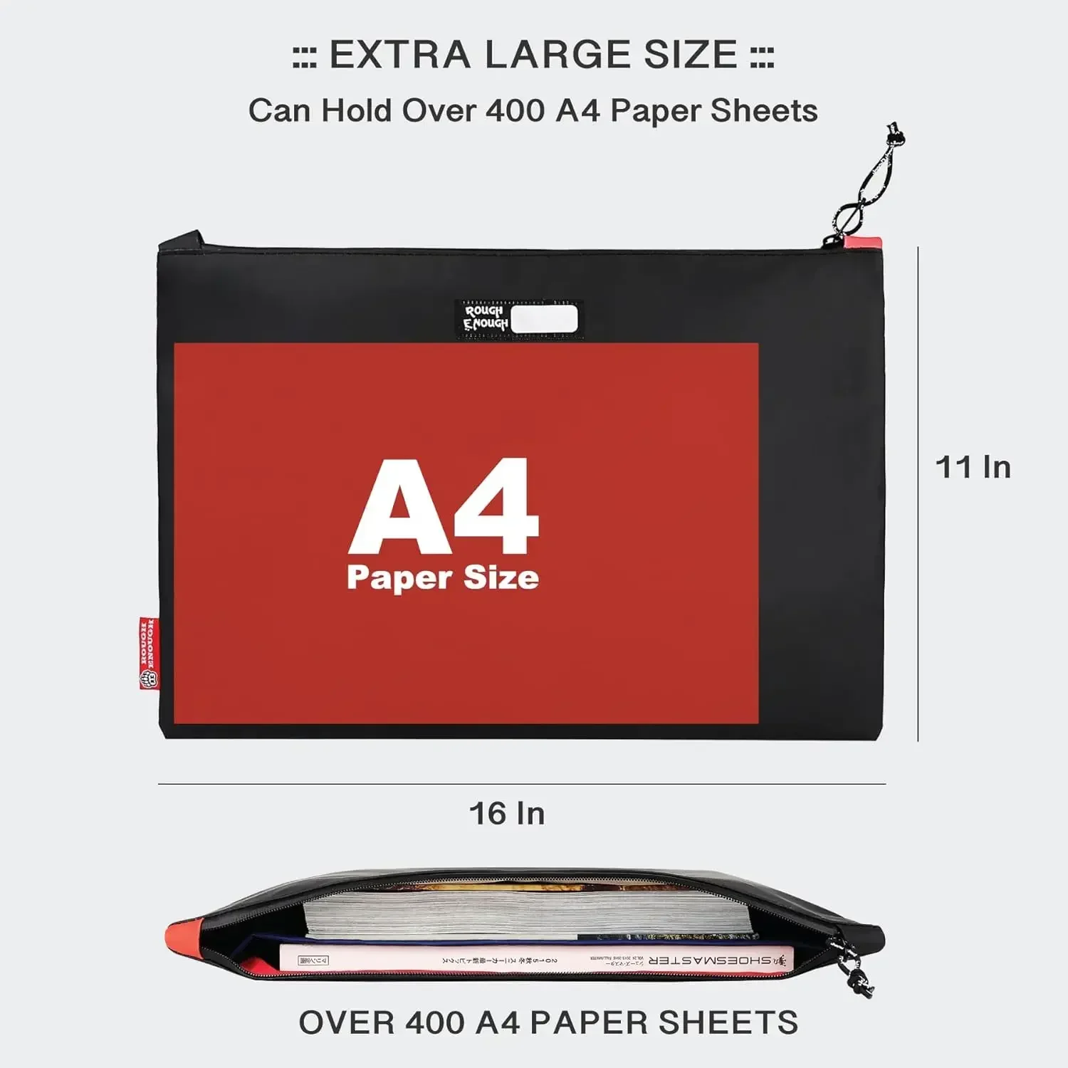 Rough Enough Important Document Organizer Holder Bag File Folder with 2 Pocket Dual Compartment Section for A4 RE8635