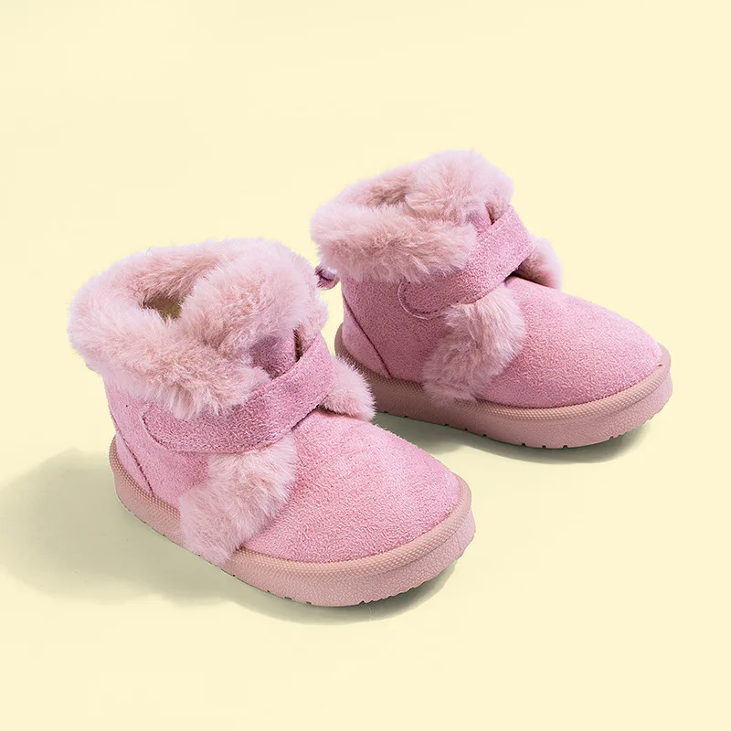 Winter Soft Soles Toddlers Baby Shoes Faux Fur Fluffy Boys and Girls Warm Casual Walking Shoes Kids Outdoor Snow Boots CSH1697