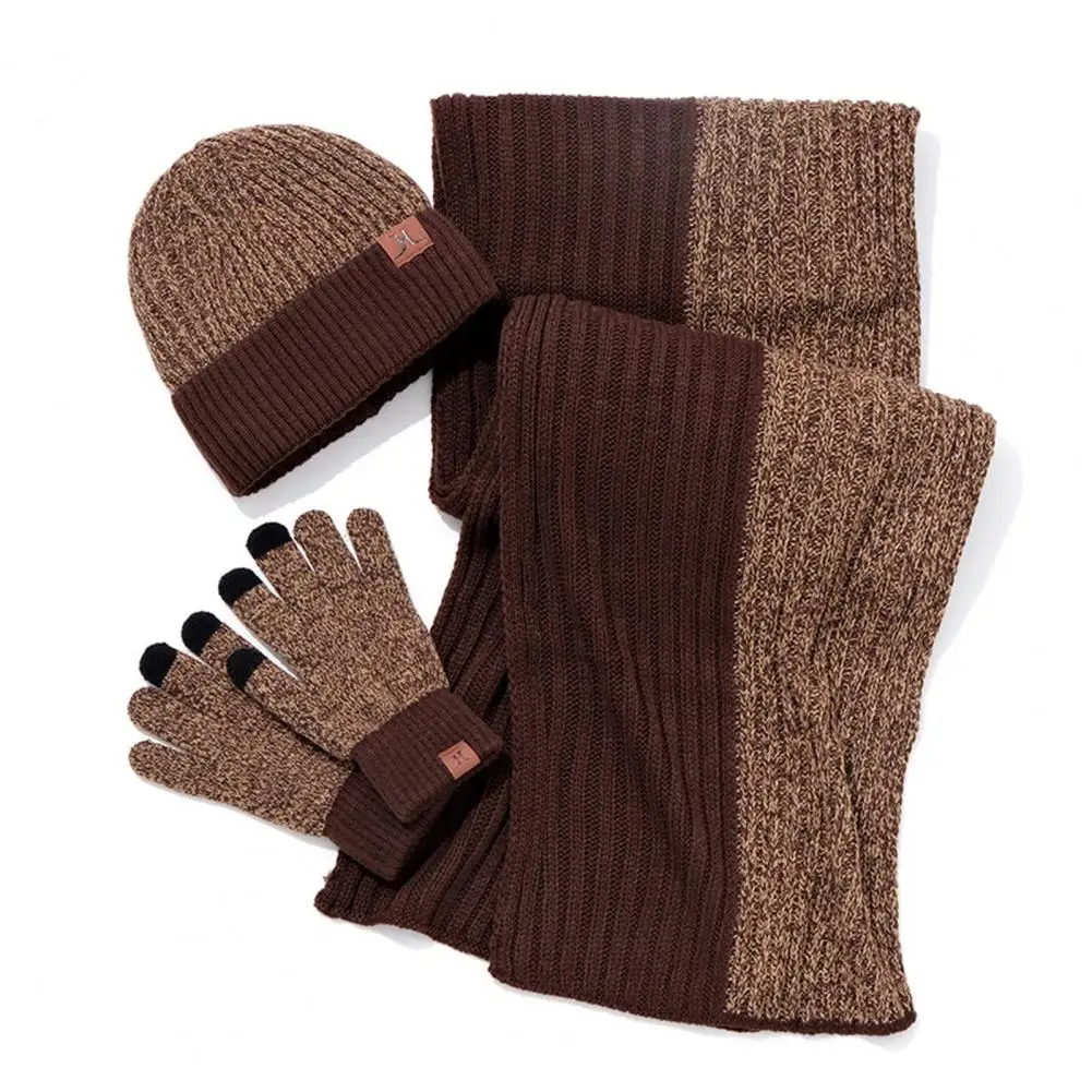 Gorro de invierno, gorro, bufanda, guantes, conjunto para mujeres y hombres, gorro de lana cálido, bufanda larga, calentador de cuello, guantes para pantalla táctil, conjunto 3 en 1